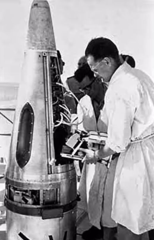 Scientists load cat into rocket